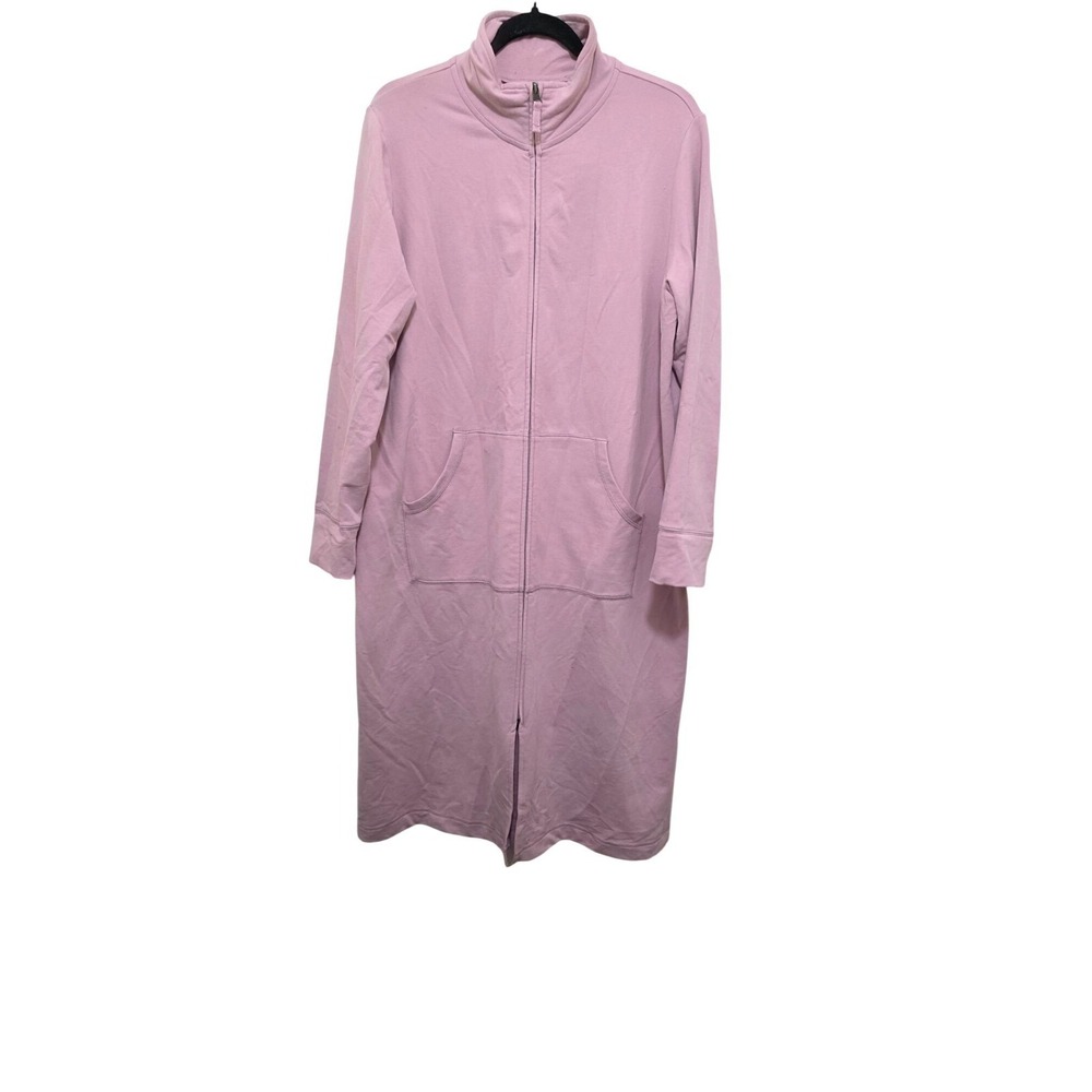L.L‎ Bean Pink Full-Zip Knee-Length Pockets High Collar & Long Sleeves Women's M